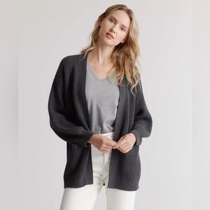Quince 100% Organic Cotton Oversized Cardigan in Charcoal - Size Medium